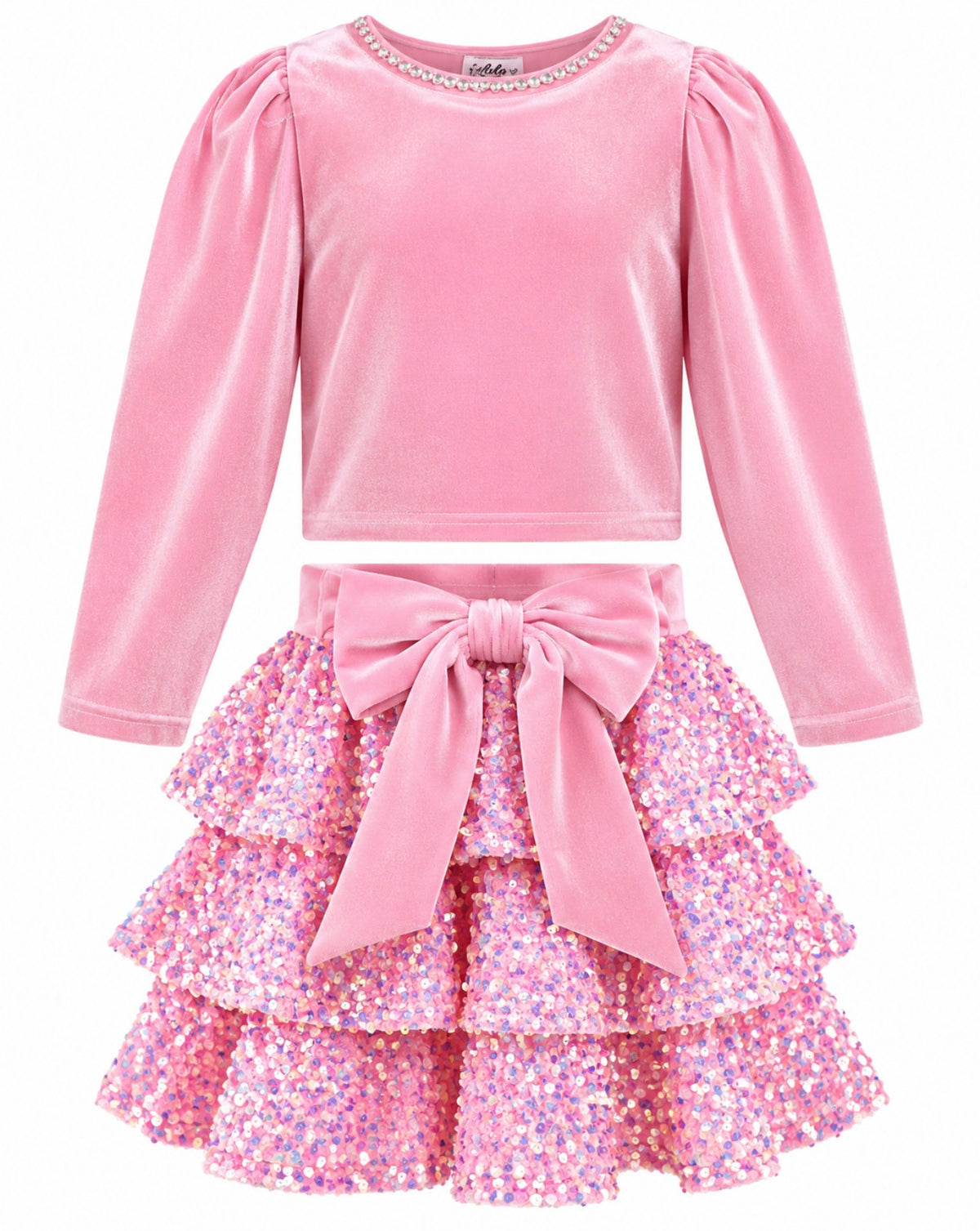 PINK STARDUST VELVET PARTY SET