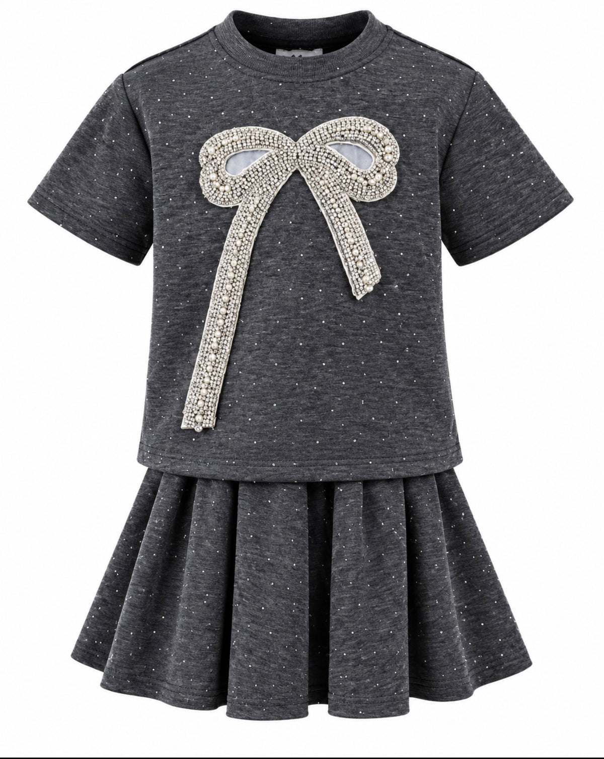 SPARKLE BOW CHARM SKORT SET