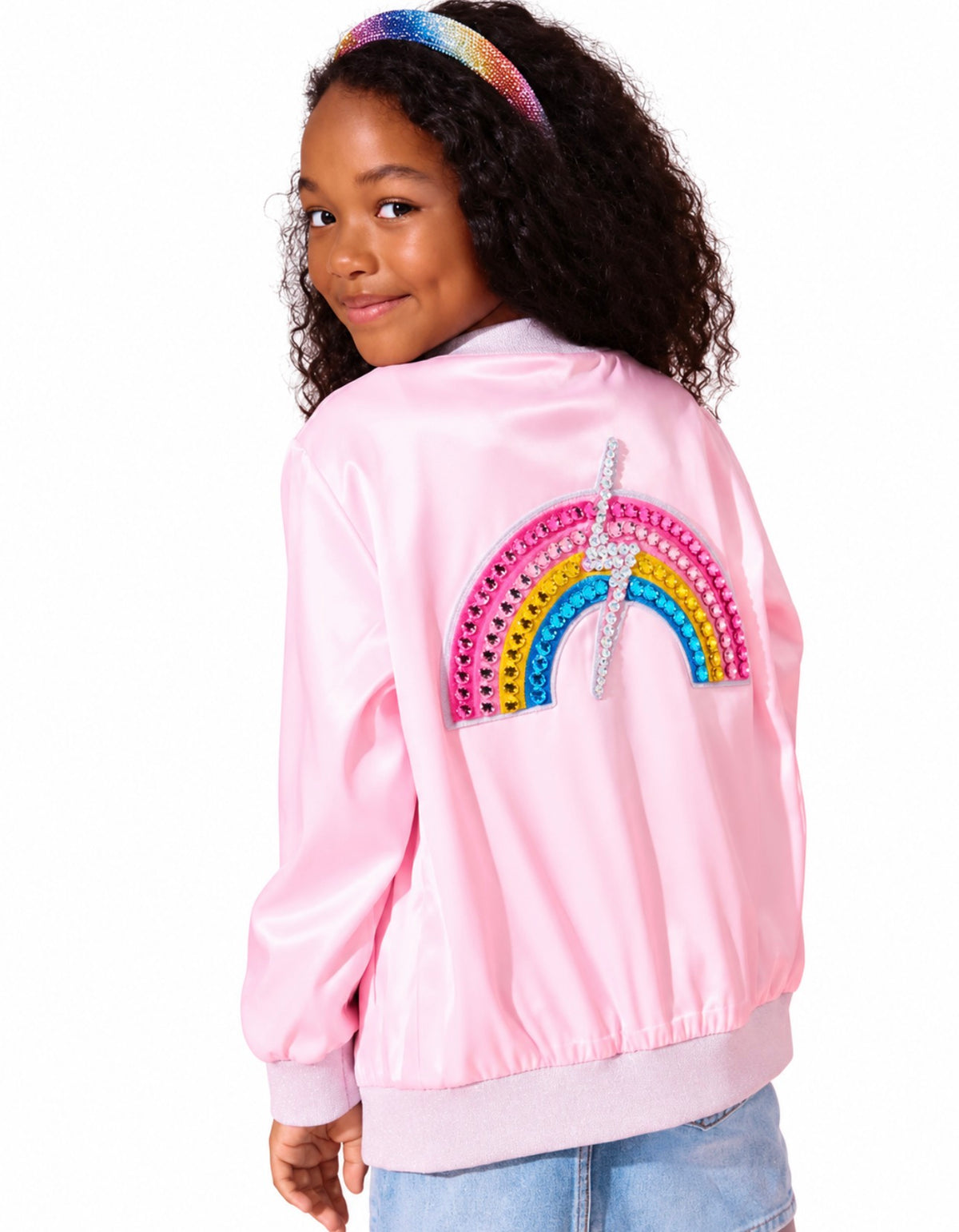 RAINBOW FLASH SATIN BOMBER