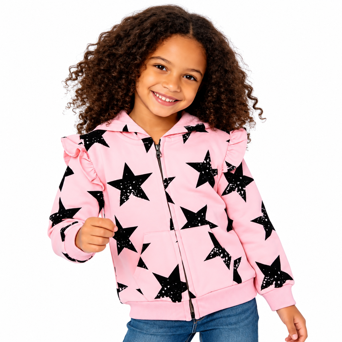 Pink Star Ruffle Hoodie